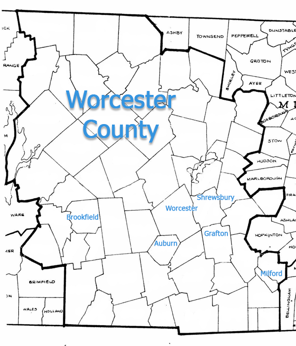 Worcester County Map With Towns