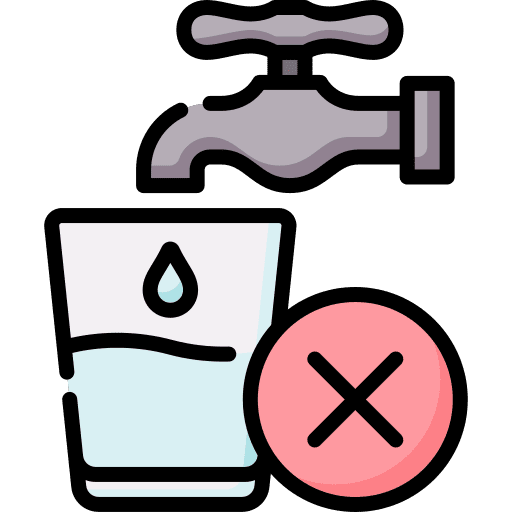 Water tap filling glass with an x next to it