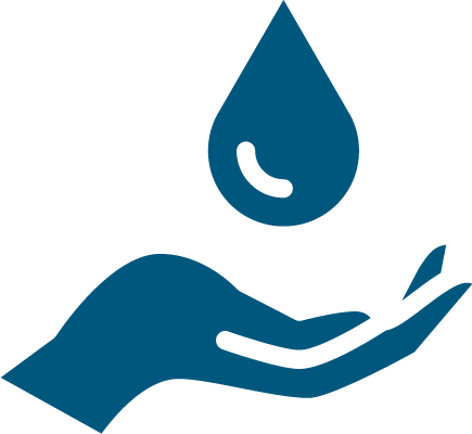 Person holding water droplet icon